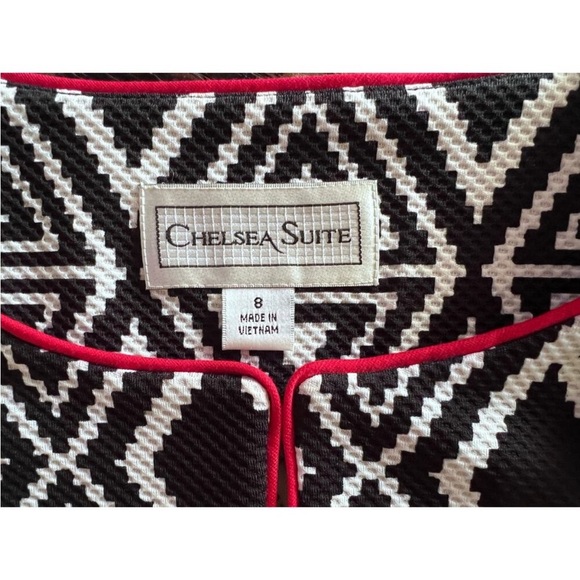 Chelsea Suite abstract black white and red blazer jacket size 8 - Picture 10 of 12